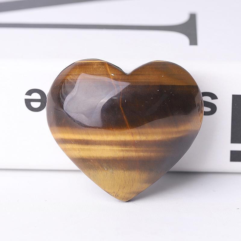 2" Tiger's Eye Heart Crystal Carvings Wholesale Crystals USA