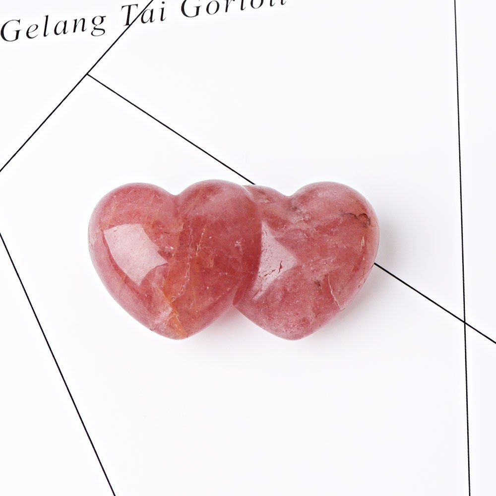 2.3" Strawberry Double Heart Crystal Carvings Wholesale Crystals USA