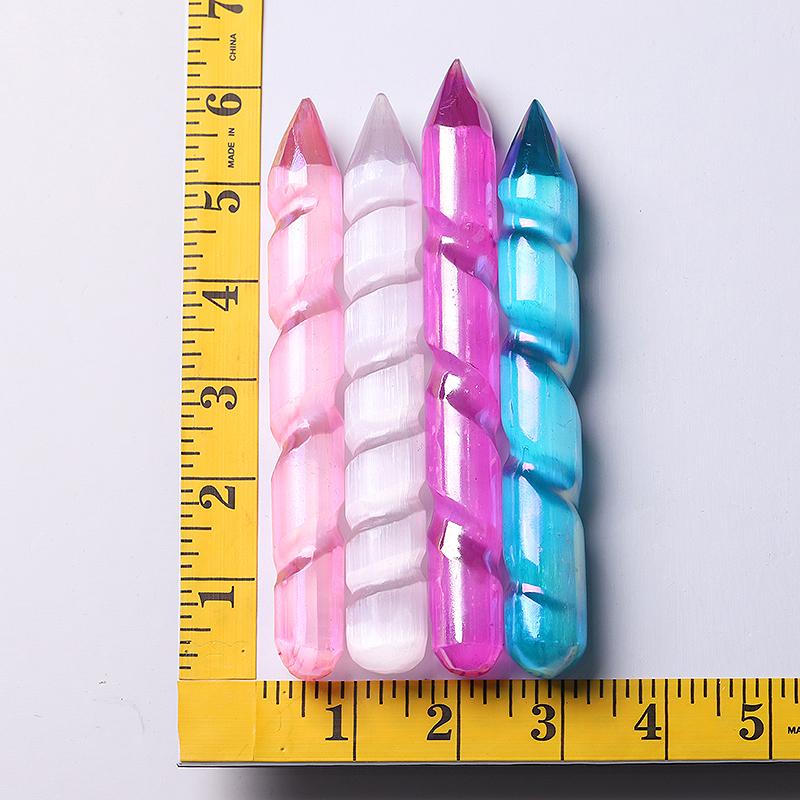 6" Aura Spiral Selenite Wand