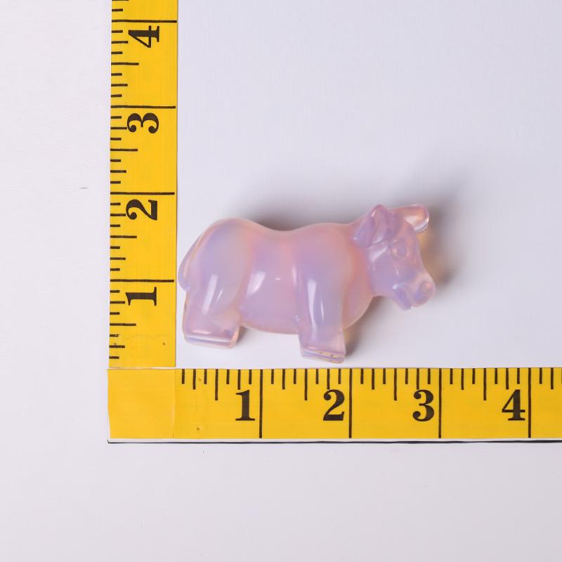 3" Pink Opalite Cow Hand Carving Healing Crystal Carving Wholesale Crystals USA