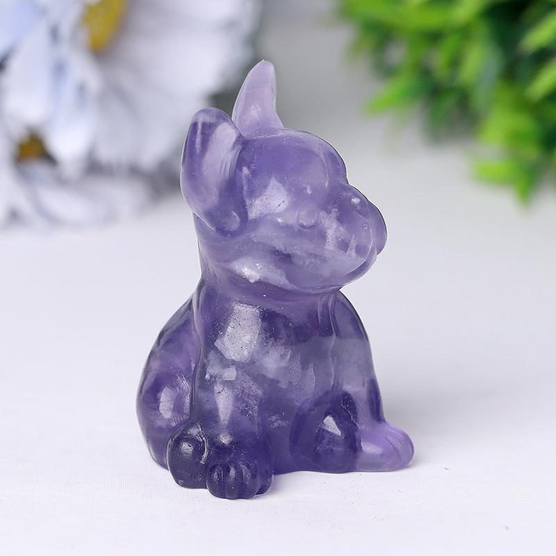 2.5" Wholesale High Quality Fluorite French Bulldog Carving Crystal Dog For Home Decor Wholesale Crystals USA