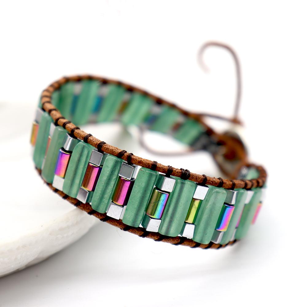 Natural Crystal Healing Bracelets Leather Wrap adjustable Bracelet Jewelry Wholesale Crystals USA