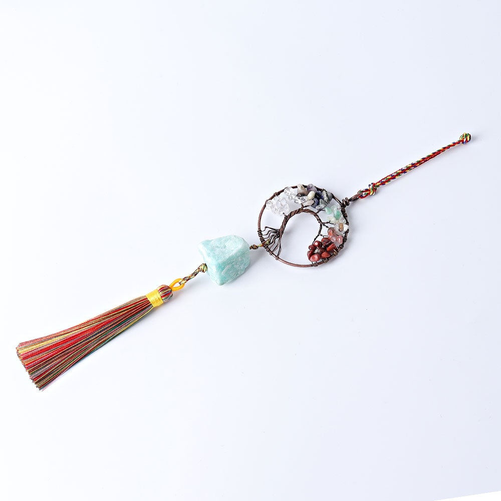 Chakra Life Tree Hanging Ornament with Tassel Wholesale Crystals USA