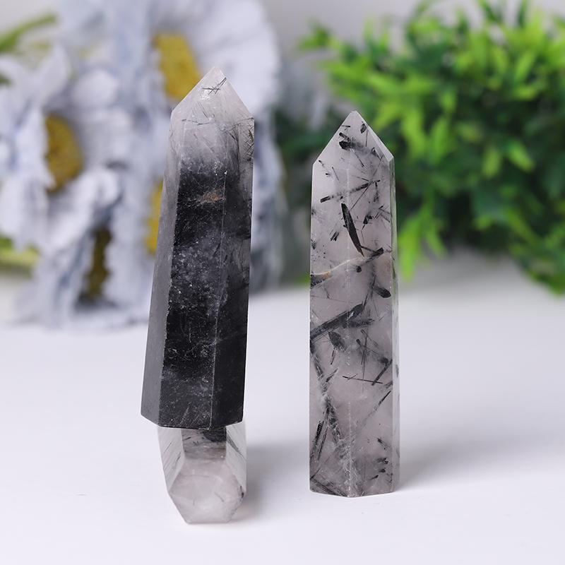 Natural Black Tourmaline in Quartz Points Healing Tower Wholesale Crystals USA
