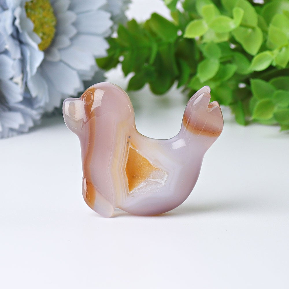 2.2" Druzy Agate Moss Agate Seal Crystal Carvings Wholesale Crystals USA