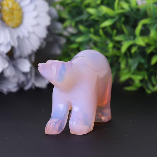 3" Pink Opal Bear Carving for Collection Crystal Gift Wholesale Crystals USA
