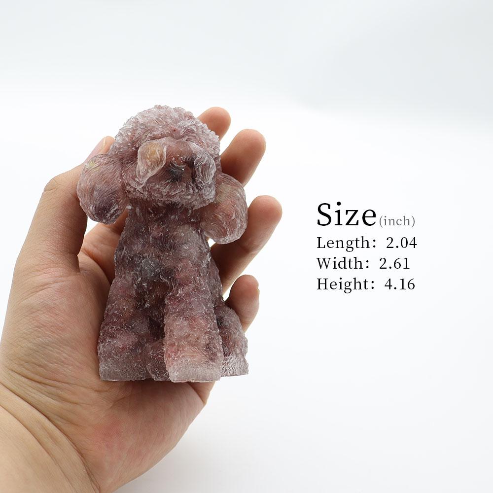 Resin Dog Figurines with Strawberry Gravel Toy Poodle for Kids Gifts