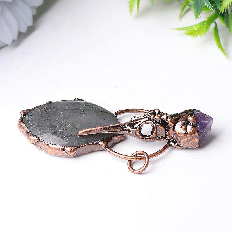 2.5" Labradorite with Amethyst Pendant for Jewelry DIY Wholesale Crystals USA
