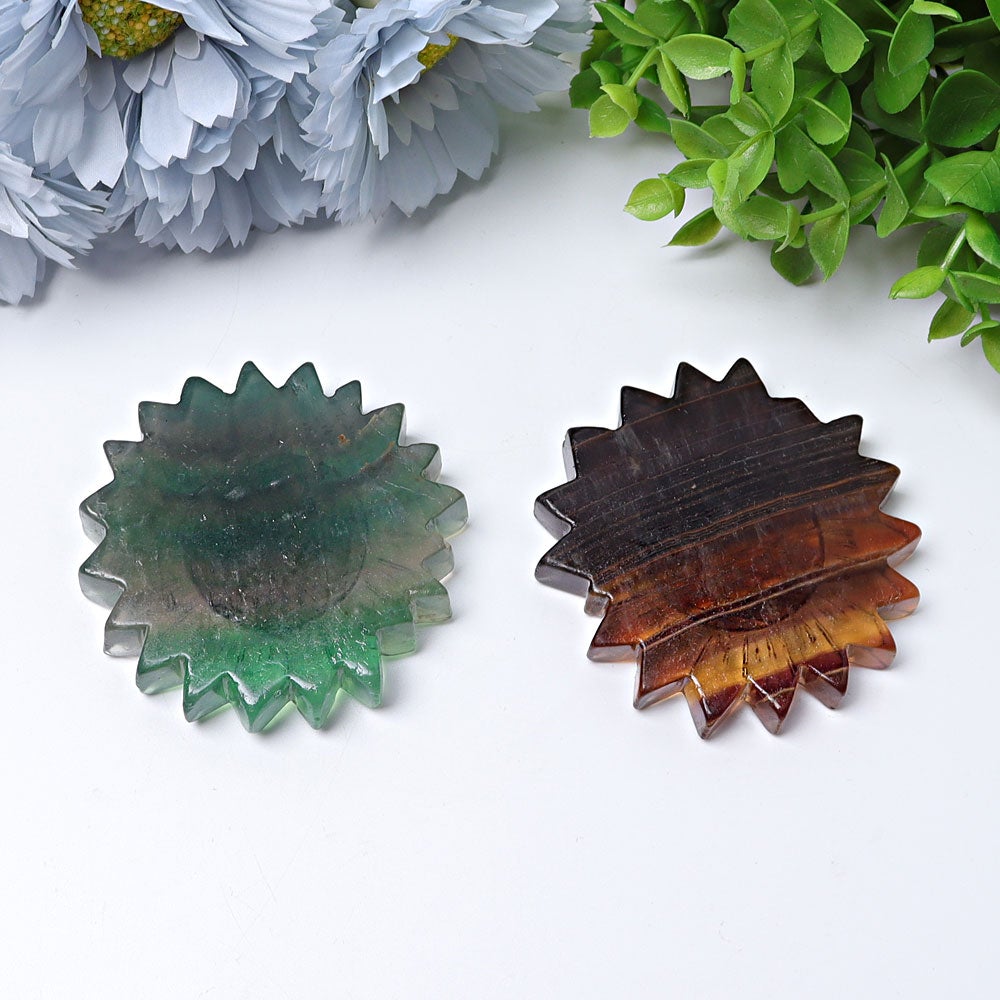 2.6" Fluorite Sun Flower Crystal Carvings Wholesale Crystals USA