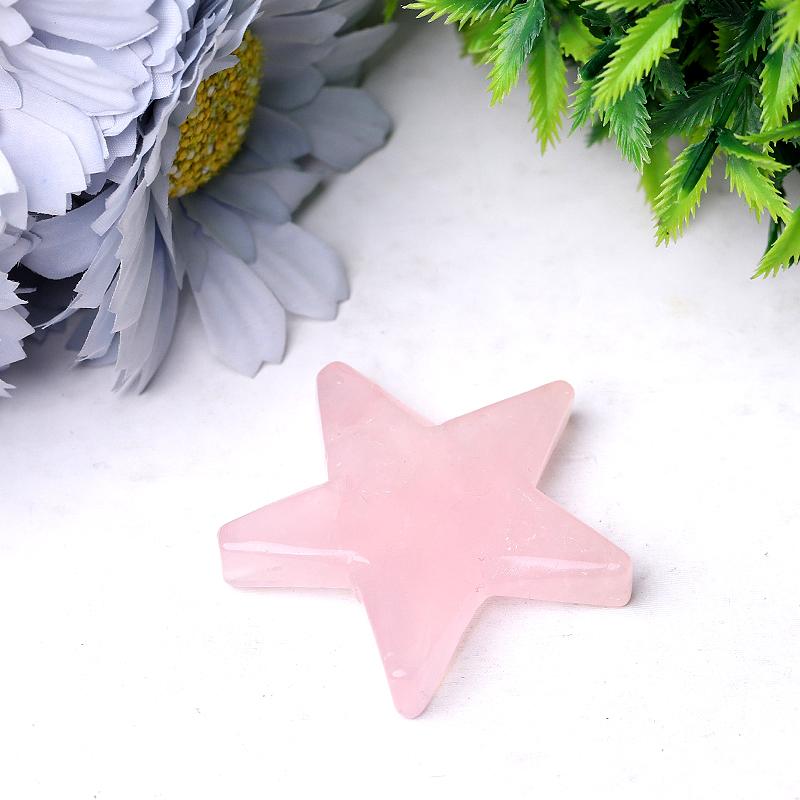 2" Rose Quartz Star Crystal Carvings Wholesale Crystals USA