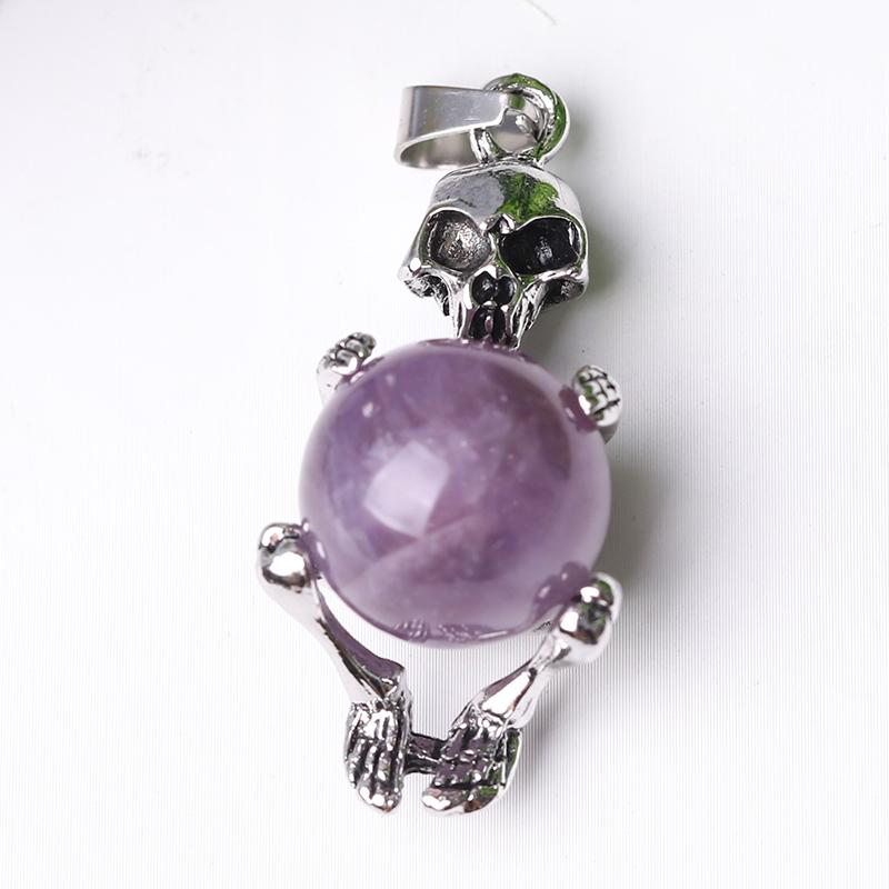 Wholesale Silver Skeleton Wrapped Round Ball Crystal Pendant Wholesale Crystals USA
