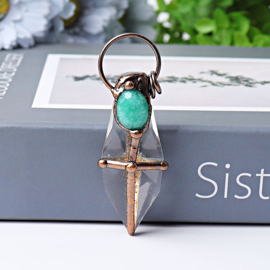 3" Clear Quartz with Amazonite Crystal Pendant Wholesale Crystals USA