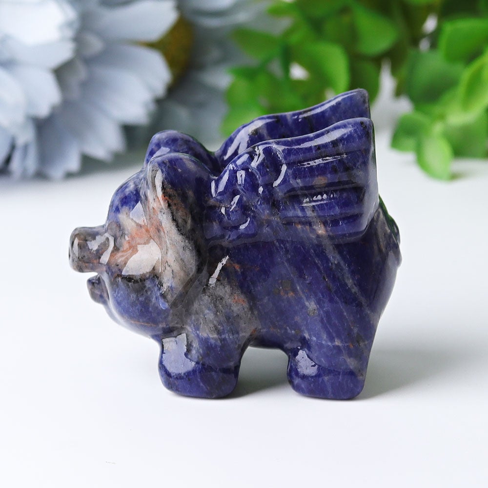 2.3" Sodalite Flying Pig Crystal Carvings Wholesale Crystals USA