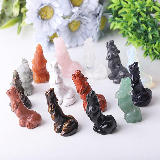 2.5" Wolf Crystal Carvings Wholesale Crystals USA