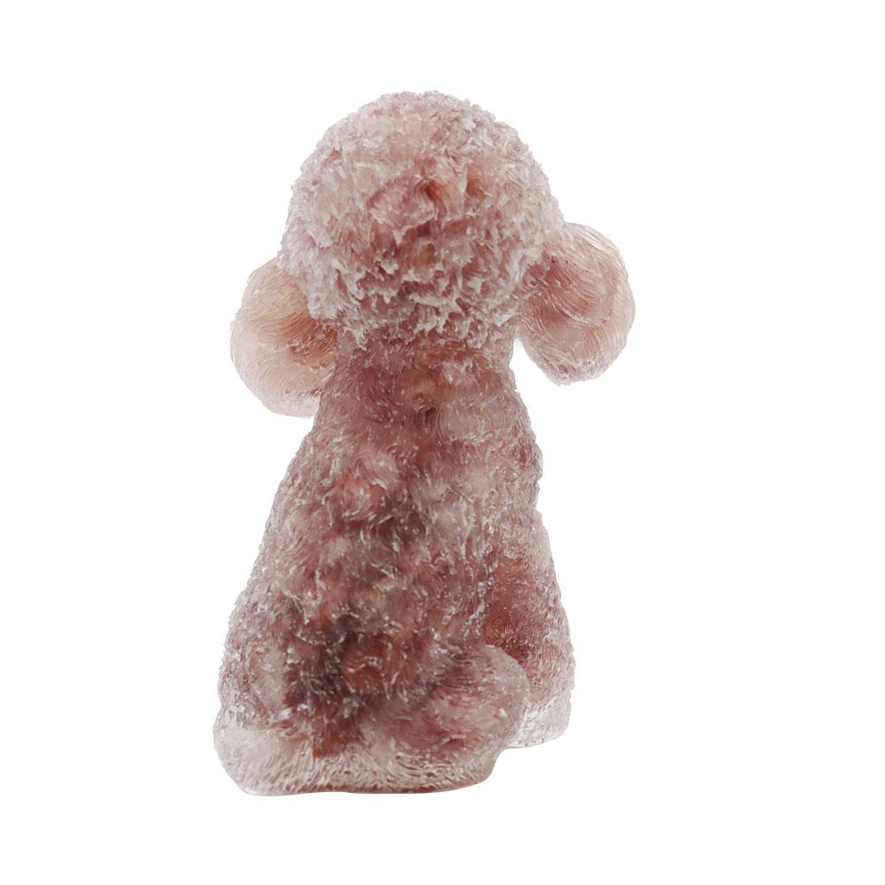 Resin Dog Figurines with Strawberry Gravel Toy Poodle for Kids Gifts