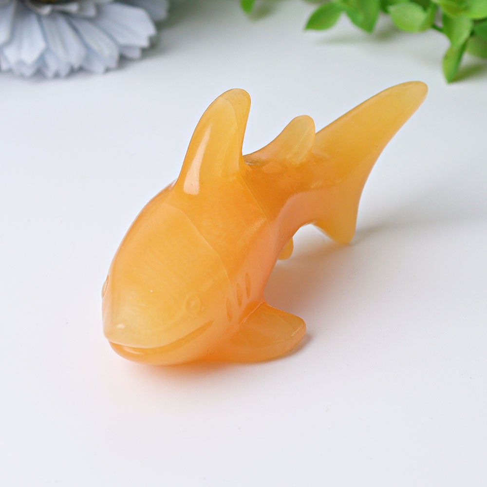 4" Honey Calcite Shark Crystal Carvings Wholesale Crystals USA