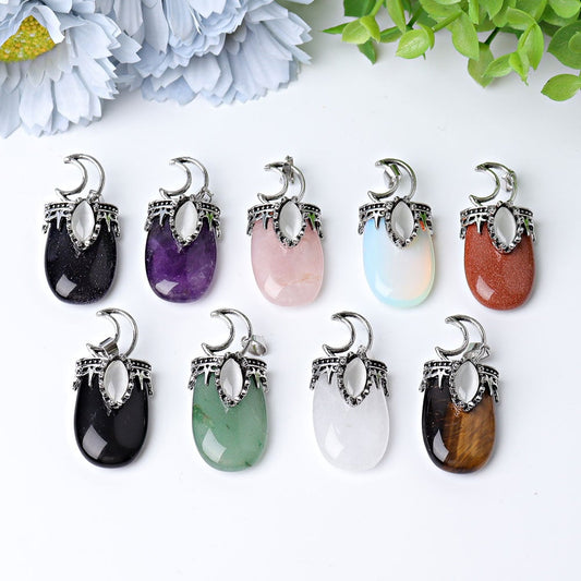 1.8" Crystal Pendant with Moon Decoration Wholesale Crystals USA