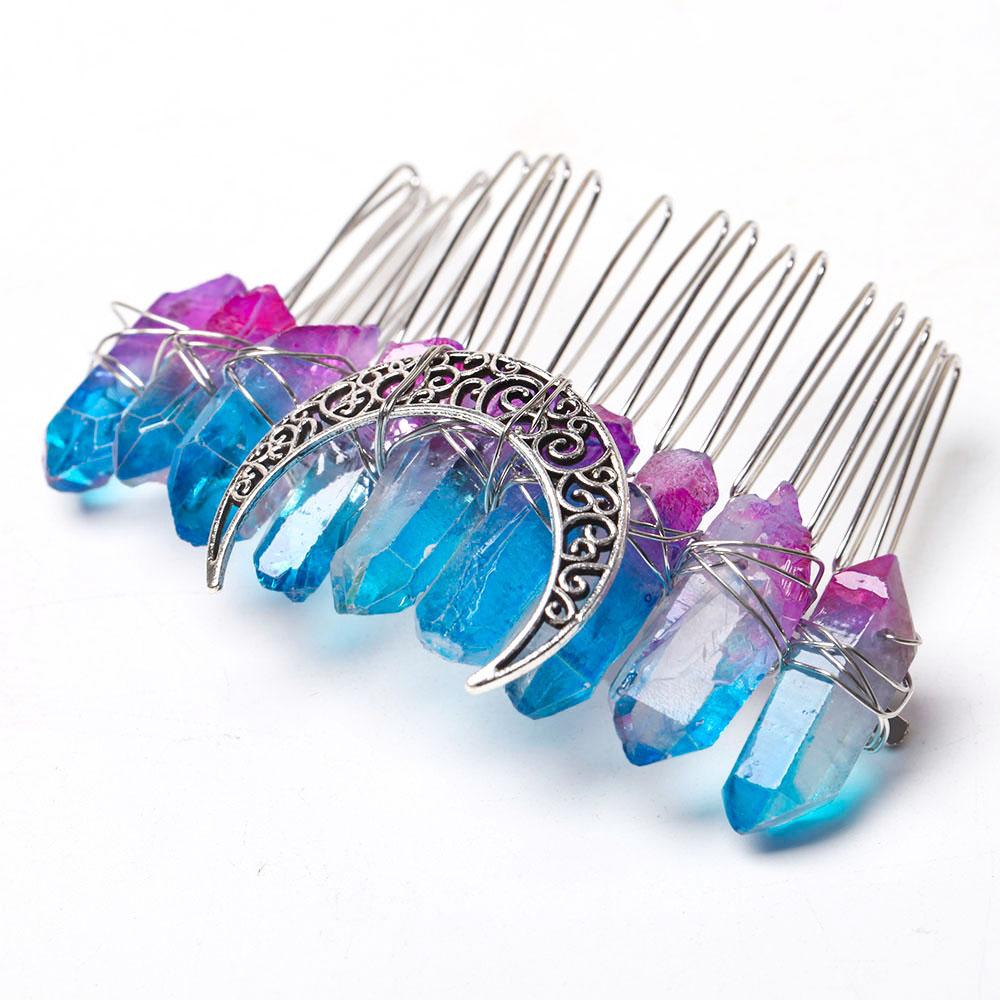 3" Aura Crystal Crown Comb Wholesale Crystals USA