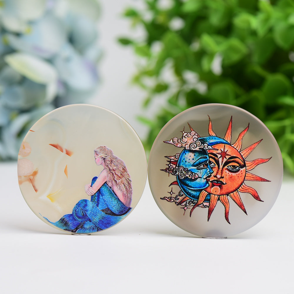 2.1" Agate Slice with Printing Wholesale Crystals USA