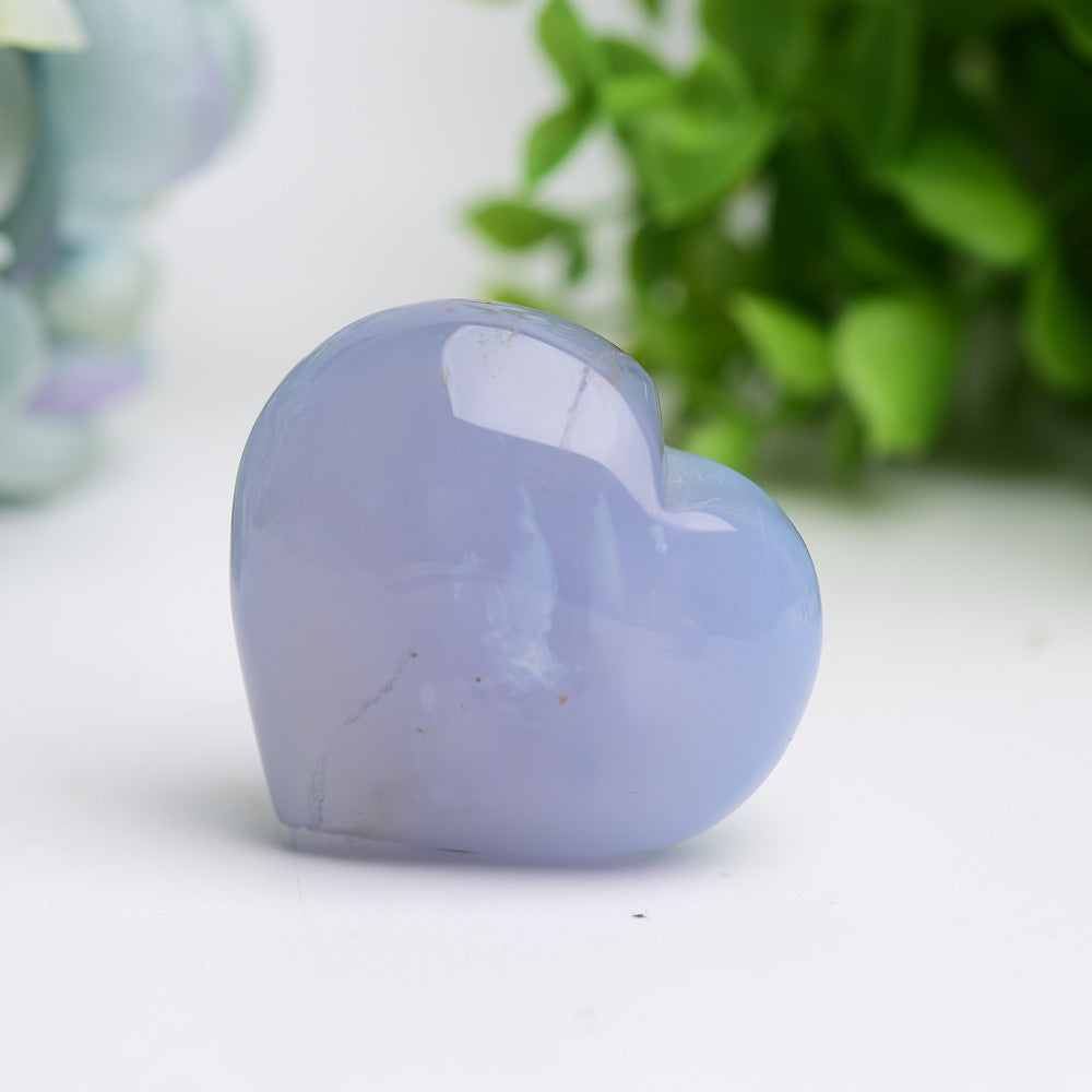 1.5"-2.5" Blue Chalcedony Heart Crystal Carving Bulk Wholesale Wholesale Crystals USA