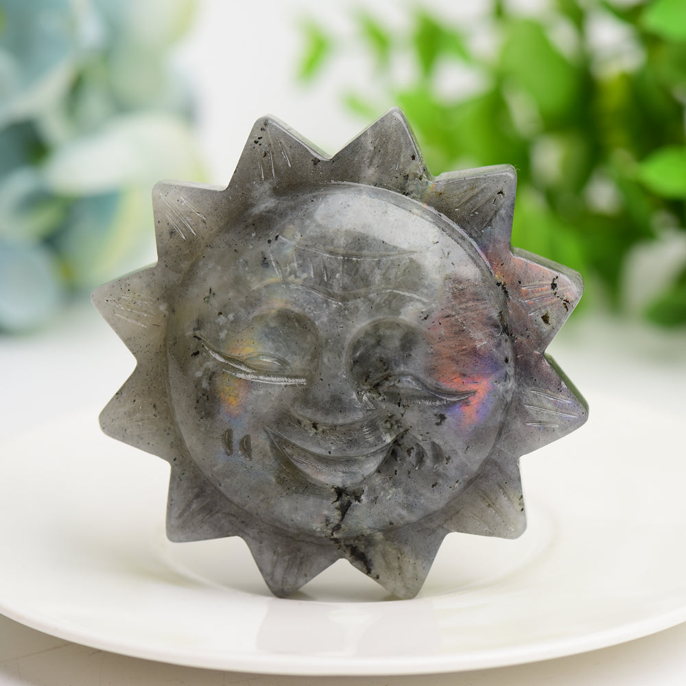 2.4" Mixed Crystal Sunflower Carving Bulk Wholesale Crystals USA