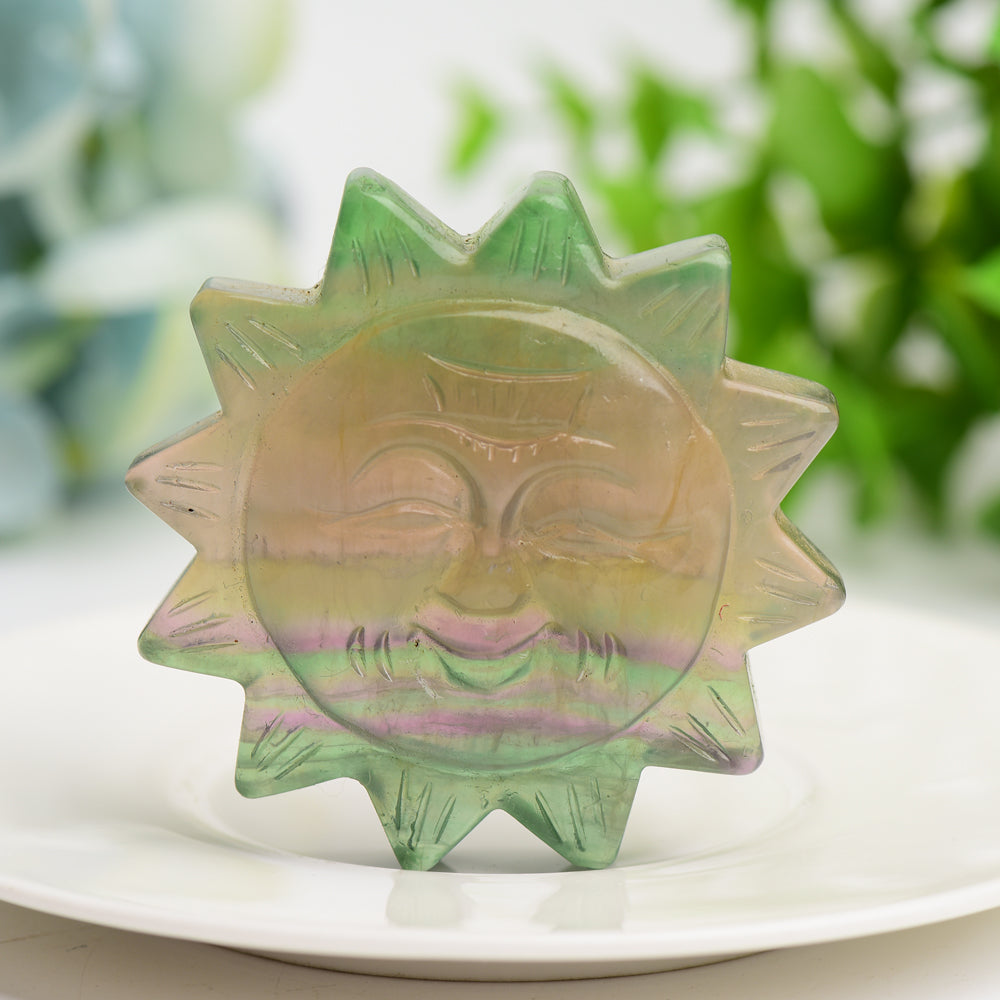 2.4" Mixed Crystal Sunflower Carving Bulk Wholesale Crystals USA