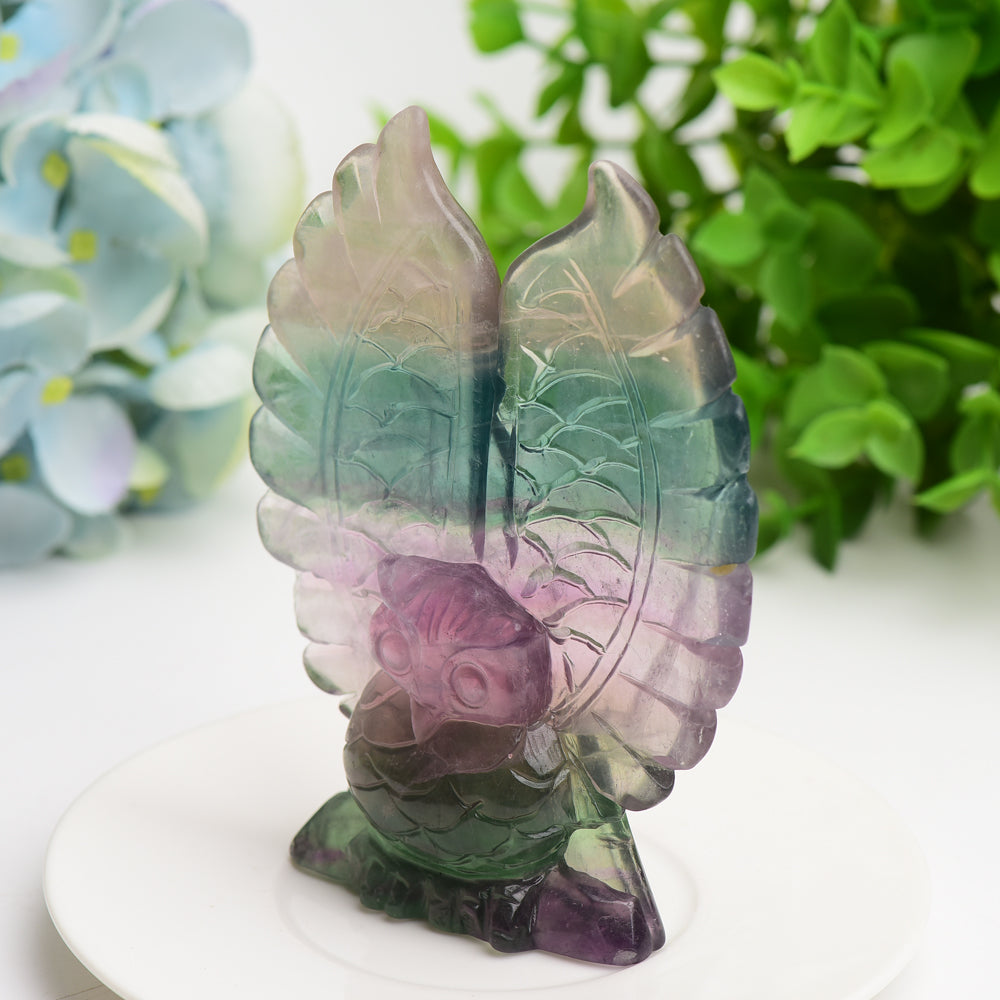 4.4" Rainbow Fluorite Owl Crystal Carving Bulk Wholesale Crystals USA