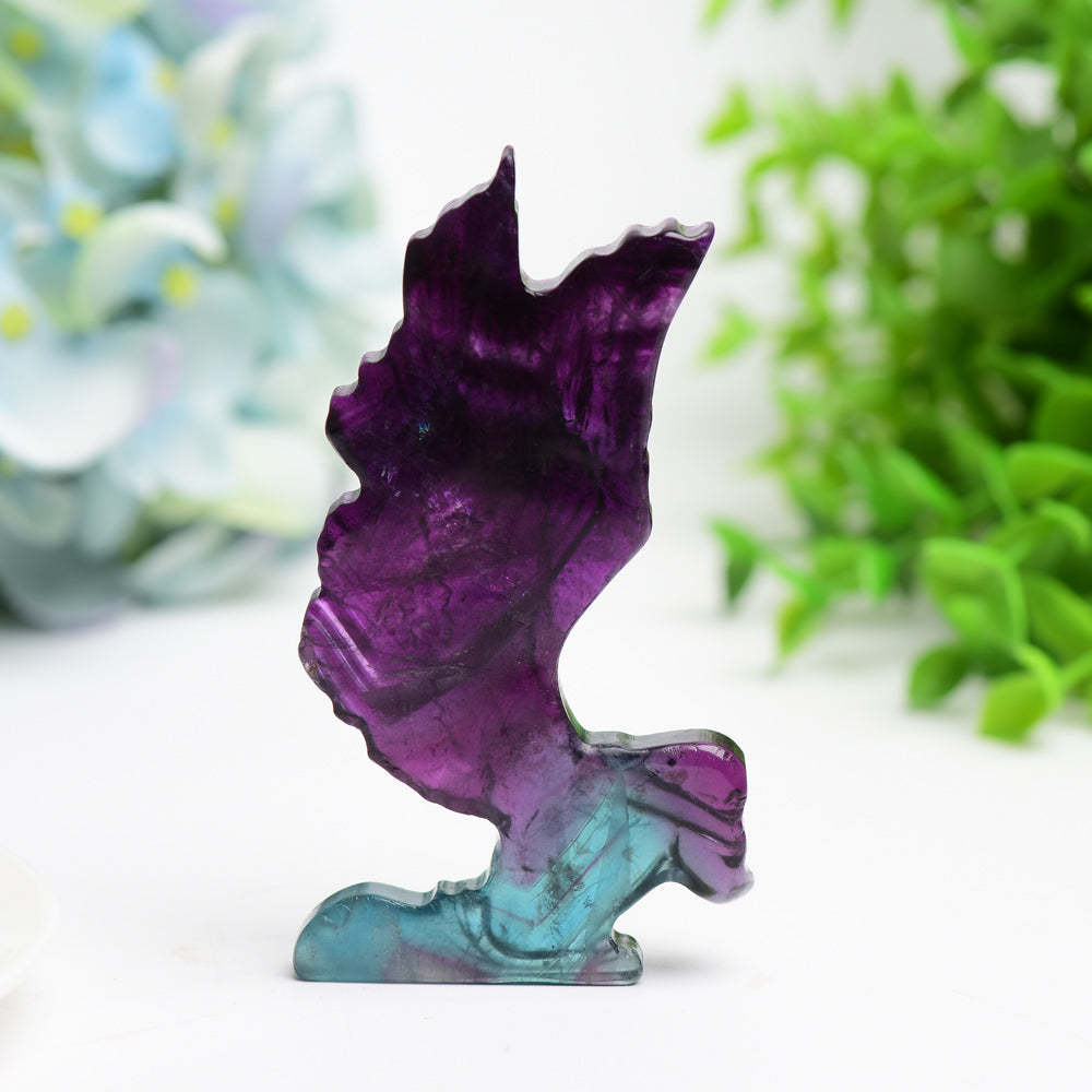 3.7" Rainbow Fluorite Butterfly Fairy Crystal Carving Bulk Wholesale Crystals USA