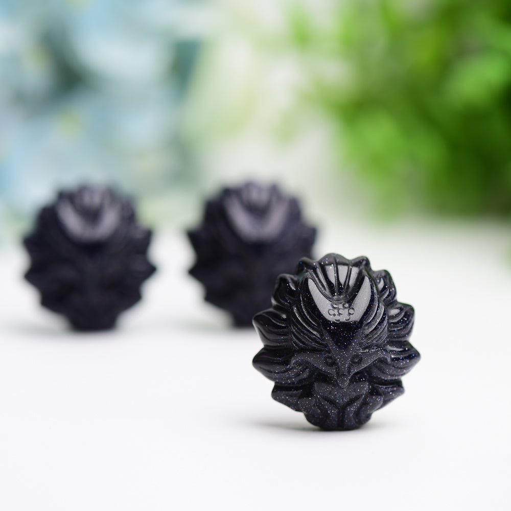 1.2" Blue Sandstone Nine-tail Fox Animal Crystal Carving Wholesale Crystals USA