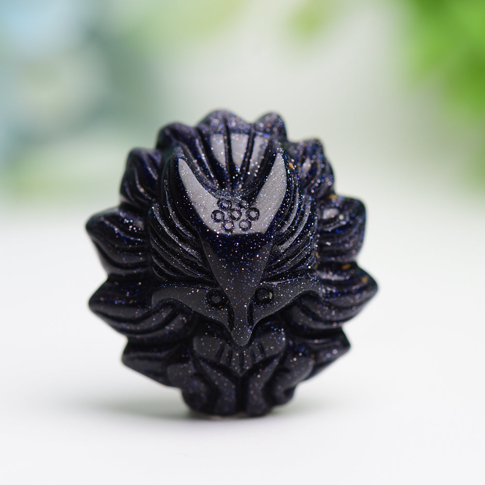 1.2" Blue Sandstone Nine-tail Fox Animal Crystal Carving Wholesale Crystals USA