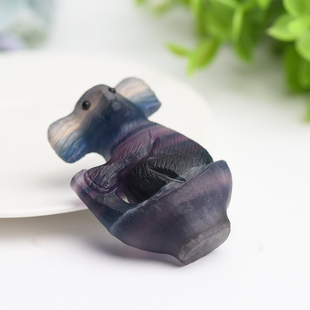 2.4" Rainbow Fluorite Koala Crystal Carving Bulk Wholesale Crystals USA