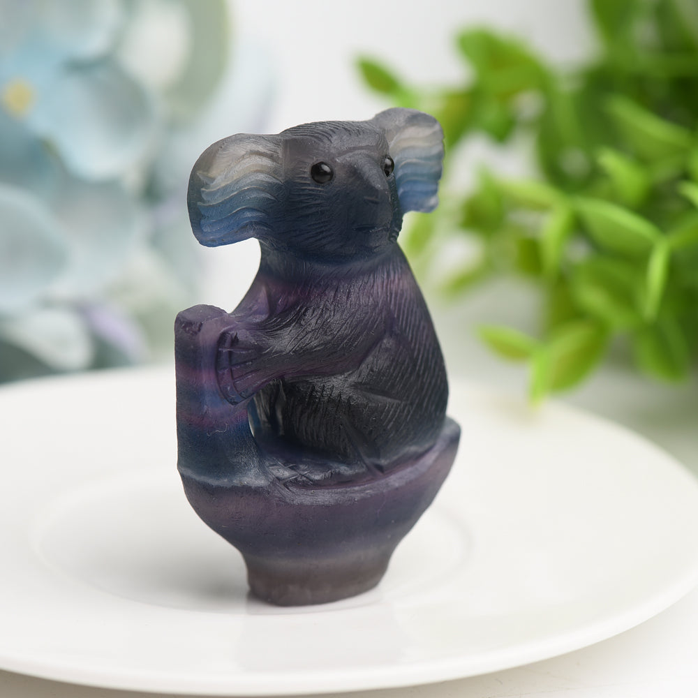 2.4" Rainbow Fluorite Koala Crystal Carving Bulk Wholesale Crystals USA
