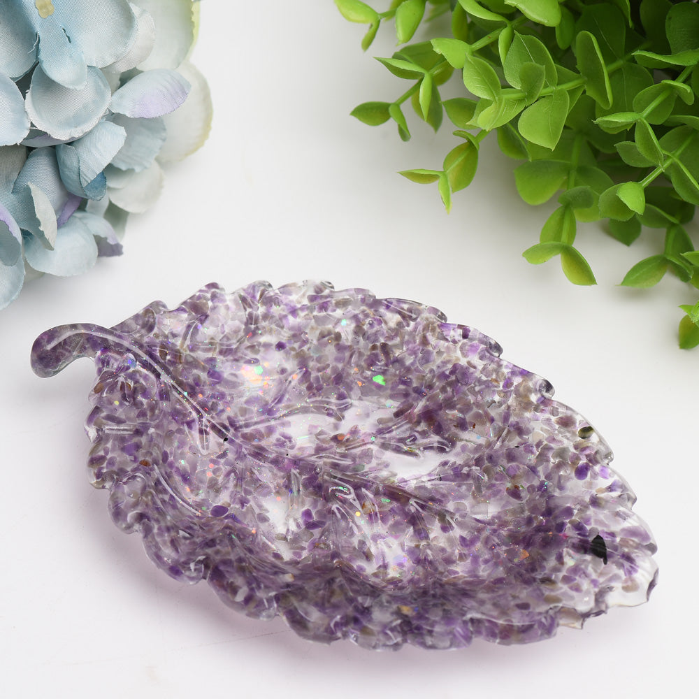 6.0" Resin Leaf Shape Plate Bulk Wholesale Wholesale Crystals USA