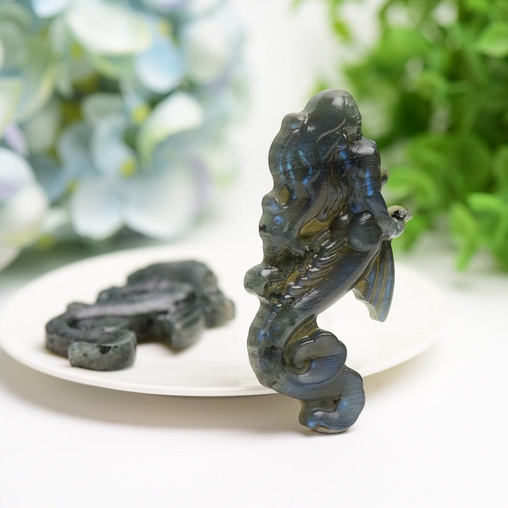 3.3" Labradorite Mermaid Crystal Carving Bulk Wholesale Crystals USA