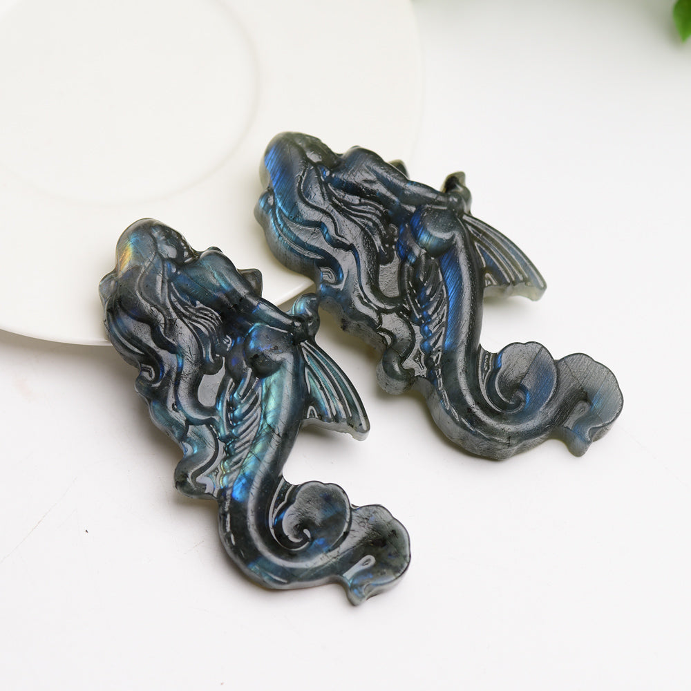 3.3" Labradorite Mermaid Crystal Carving Bulk Wholesale Crystals USA