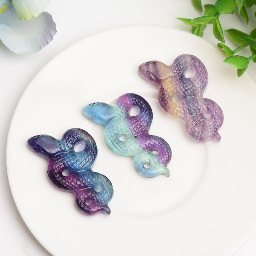 2.0" Rainbow Fluorite Snake Carving Bulk Wholesale Crystals USA