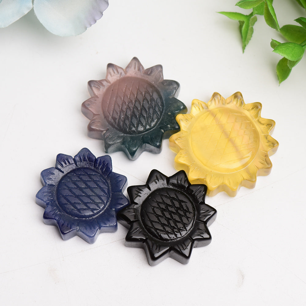 1.3"-1.5" Mixed Crystal Sunflower Carving Bulk Wholesale Crystals USA