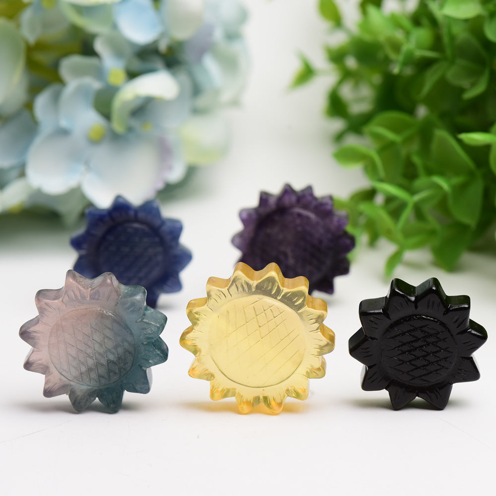 1.3"-1.5" Mixed Crystal Sunflower Carving Bulk Wholesale Crystals USA