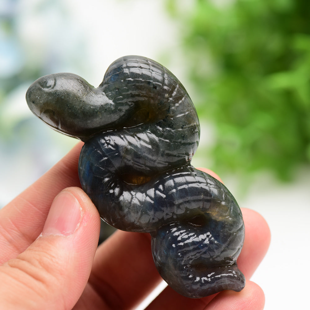 3.3" Labradorite Golden Obsidian Snake Carving Bulk Wholesale Crystals USA