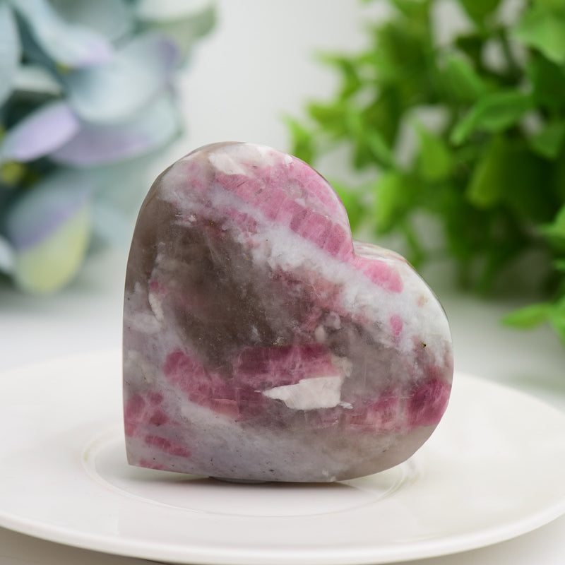 2.5" Pink Tourmaline Heart Shape & Palm Stone Wholesale Crystals USA