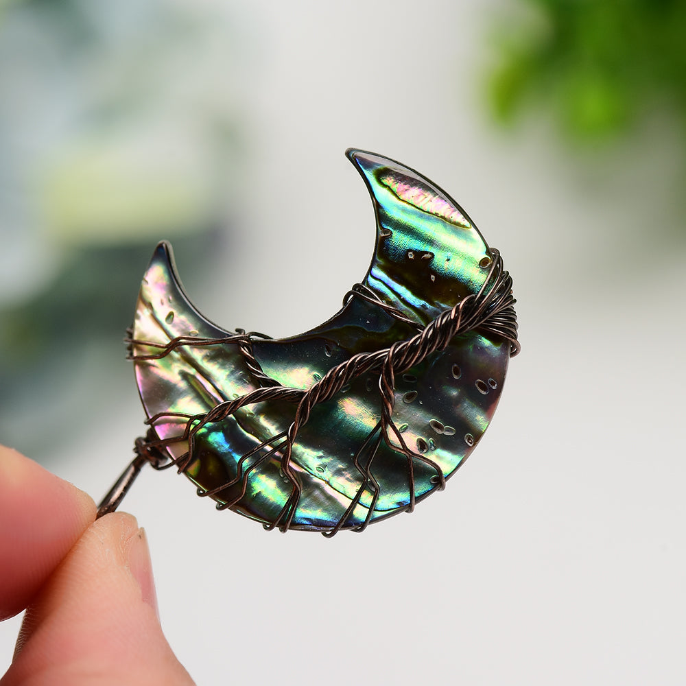 Aura Shell Moon Shape Pendant Bulk Wholesale Crystals USA