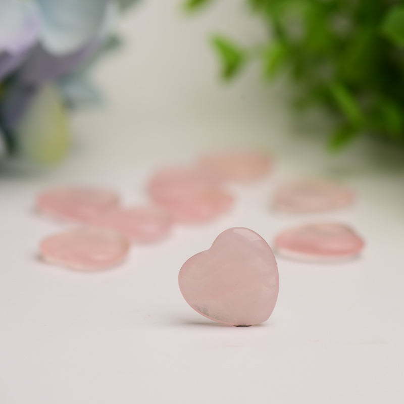 0.8" Mini Rose Quartz Heart Crystal Carving Bulk Wholesale Wholesale Crystals USA