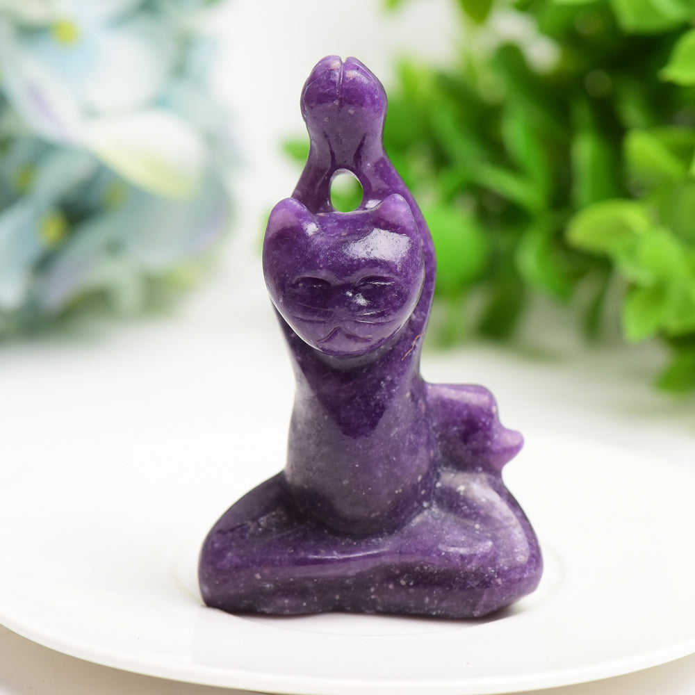 3.0" Mixed Crystal Yoga Cat Crystal Carving Bulk Wholesale Crystals USA