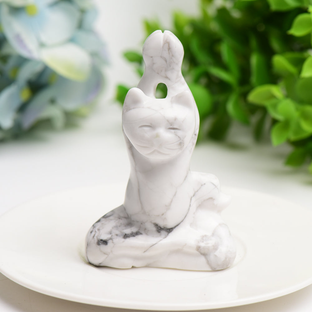3.0" Mixed Crystal Yoga Cat Crystal Carving Bulk Wholesale Crystals USA
