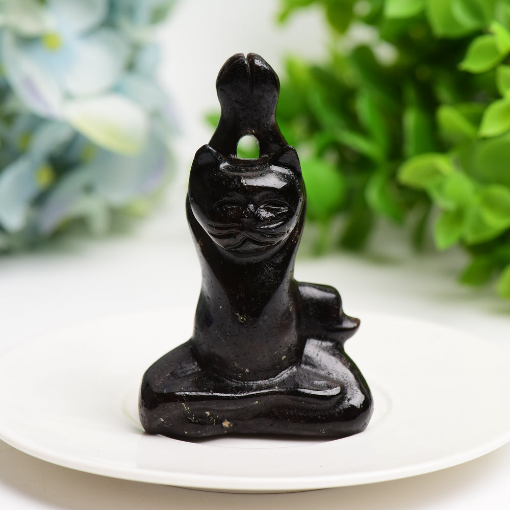 3.0" Mixed Crystal Yoga Cat Crystal Carving Bulk Wholesale Crystals USA