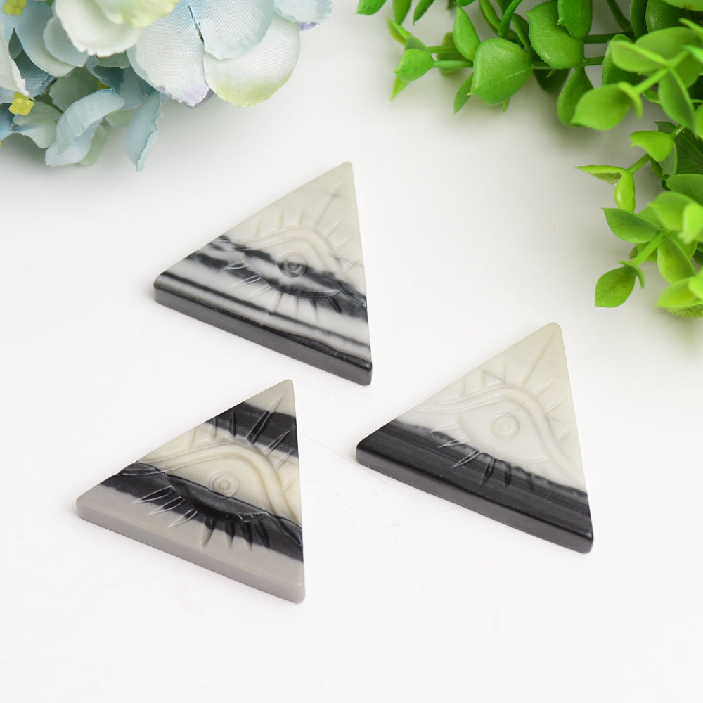1.8" Taiji Stone Triangle Slab with Eivl's Eye Carving Bulk Wholesale Crystals USA