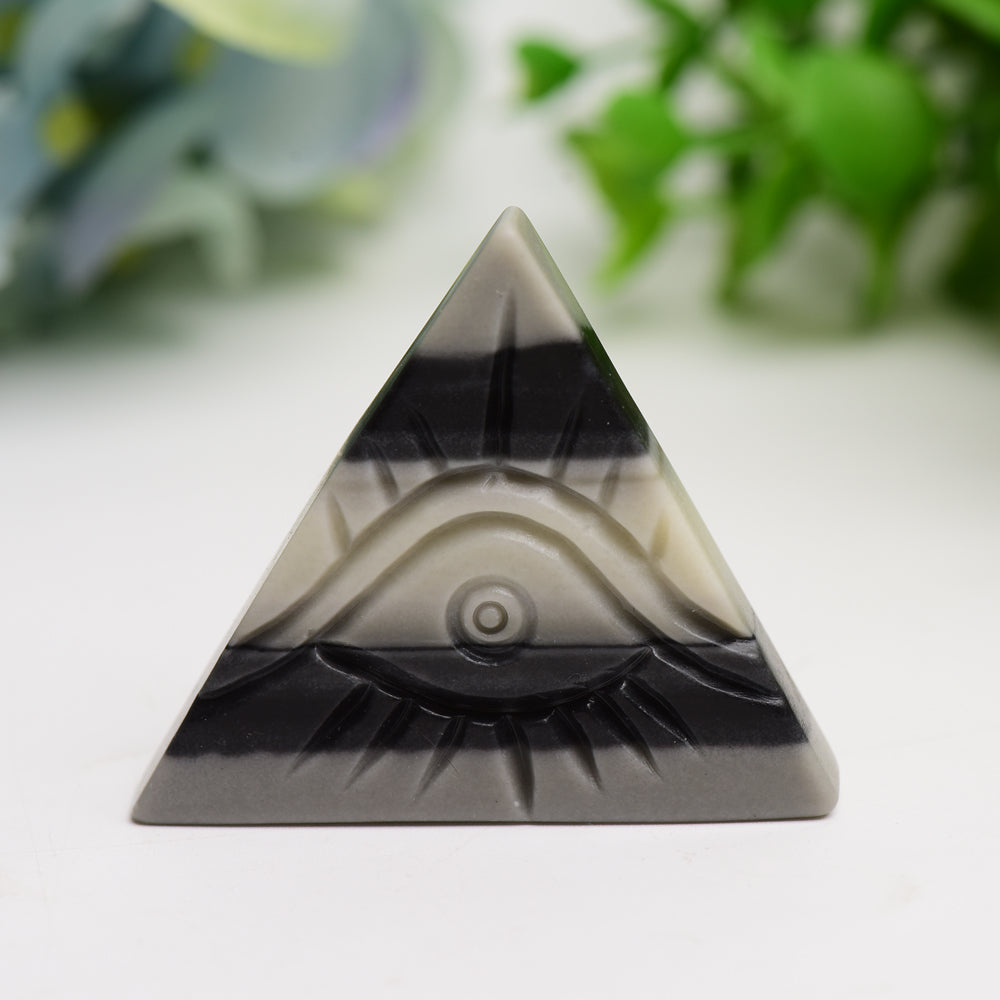 1.8" Taiji Stone Triangle Slab with Eivl's Eye Carving Bulk Wholesale Crystals USA