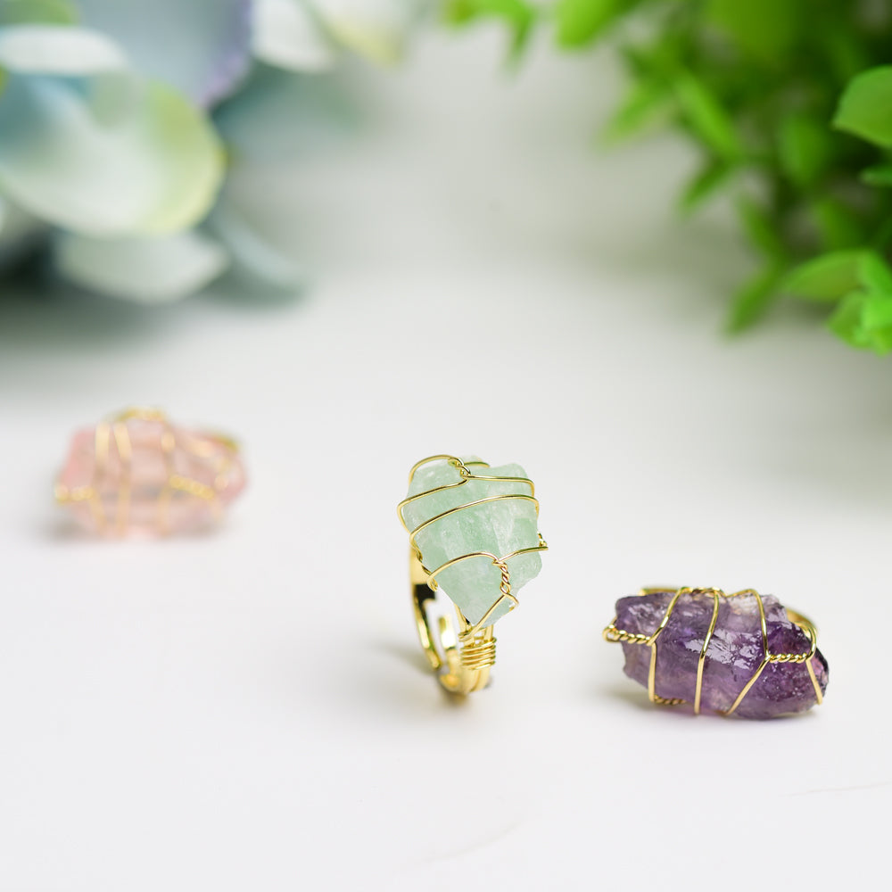 Raw Stone Metal Ring Wholesale Crystals USA