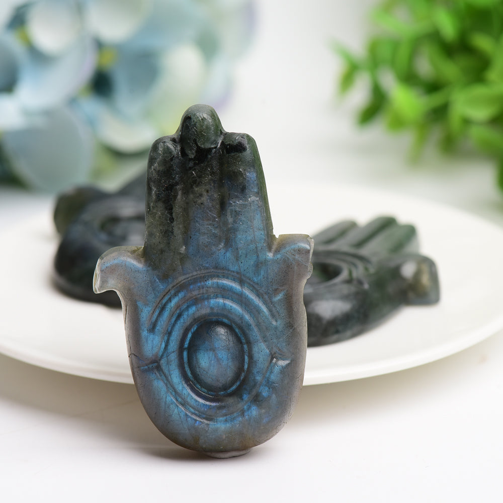 2.5" Labradorite Hand with Eye Cystal Carving Bulk Wholesale Crystals USA