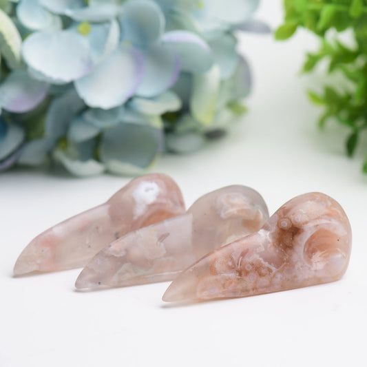 2.7"-3.0" Flower Agate Raven Skull Crystal Carving Bulk Wholesale Wholesale Crystals USA